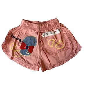 Unknown Brand Girls Shorts Size 2T Pink Cartoon Chick Ruffle Hem Embroidered Bow